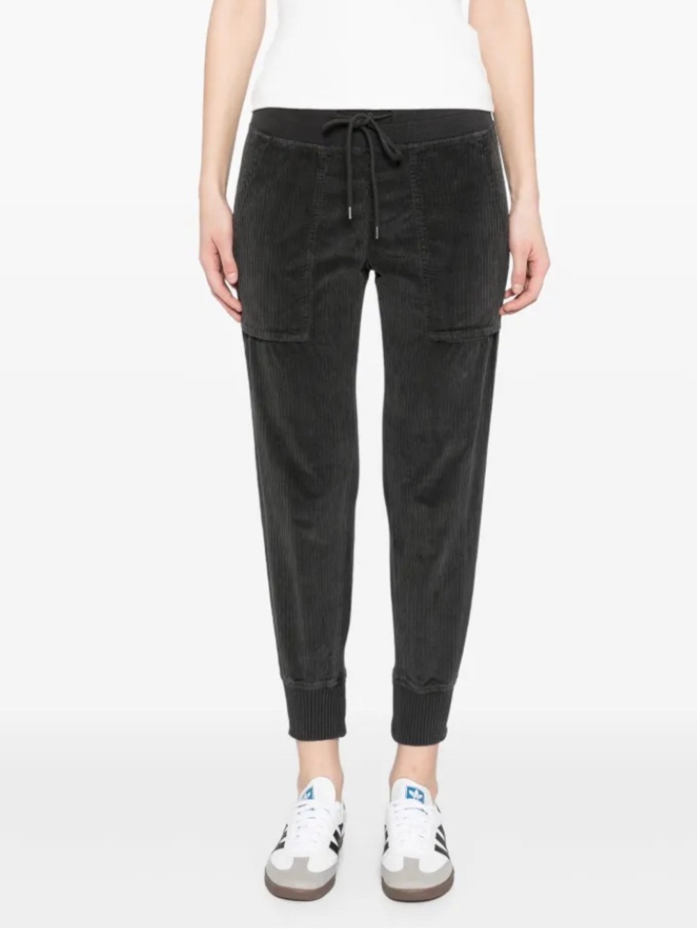 James Perse Black Corduroy Cargo Joggers XS 0 Quiet Luxury Minimalist